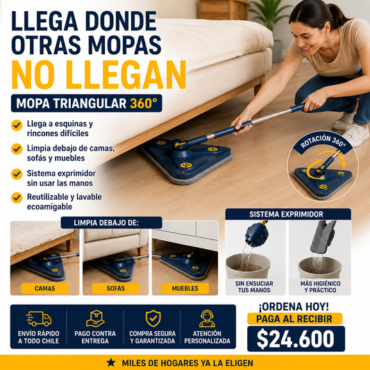 Mopa Triangular Limpieza 360º Exprimidor